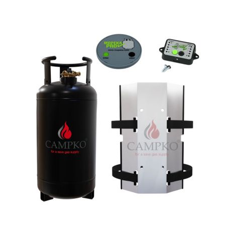 Pack CAMPKO Bouteille GPL 36 L – Support mural avec sangles – Afficheur et jauge Bluetooth MOPEKA PRO – Norme ECE 67R-01 – Antarion