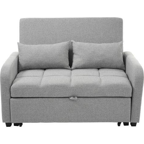 Sofá Convertible 2 Plazas en Algodón Lino con Respaldo Ajustable 3 Posiciones y 2 Cojines, Gris Antiguo (1/5)