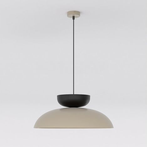 Lampada a sospensione Mega in acciaio moka beige