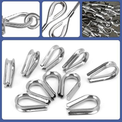100 manchons en aluminium de 1/8 pouce et 50 cosses en acier inoxydable M3 pour outil de sertissage de câbles métalliques (1/3)