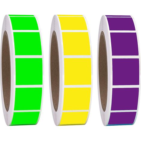 Etiquettes Carrées Code Couleur - 2,5 cm - Papier Mat Écrivable - Détachables - Pour Bureau Organisation Documents Bocaux - 3 Rouleaux × 500 Pièces