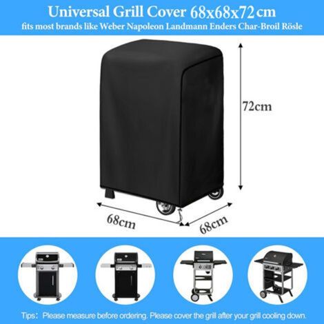 Grande housse de barbecue en tissu Oxford 210D imperméable et résistant aux intempéries, coupe-vent et anti-UV pour utilisation en extérieur (68 x 68 x 72 cm) (1/5)