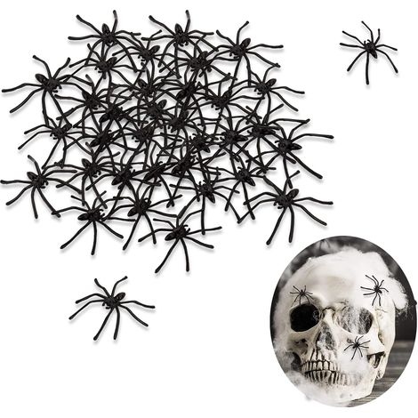 Halloween-Spinne, 100 Stück künstliche Plastikspinnen, Mini-Spinnen-Dekorationen, kleine gruselige Spinnen für Spukhaus-Halloween-Spinnennetz-Dekoration (1/5)