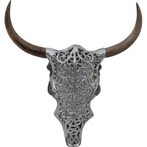 Wanddeko Stierkopf aus Aluminium Holz Deko Geweih Jagdtrophäe