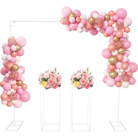 2x2 M Arche de Mariage avec 2 pièces 80cm H Support de Fleurs, Support de Fond en métal pour Anniversaire, Mariage, fête prénatale, décoration de Remise de diplôme (Blanc) (1/5)