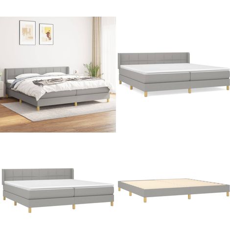 Boxspringbett mit Matratze Hellgrau 200x200 cm Stoff - Boxspringbett - Doppelbett - Bettenrahmen - Schlafsystem - Lattenrost - Home & Living