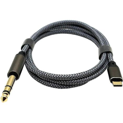 Câble de connexion tressé USB-C mâle vers jack 6,5 mm mâle pour téléphones, tablettes et ordinateurs - Édition noire 0118 (1/5)