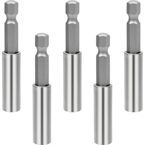 5 Pièces Rallonge Embout Visseuse Porte Embout Visseuse Aimanté en Acier Inoxydable fort poussée six pans intérieurs 6,3 (1/4") 60 mm (1/5)