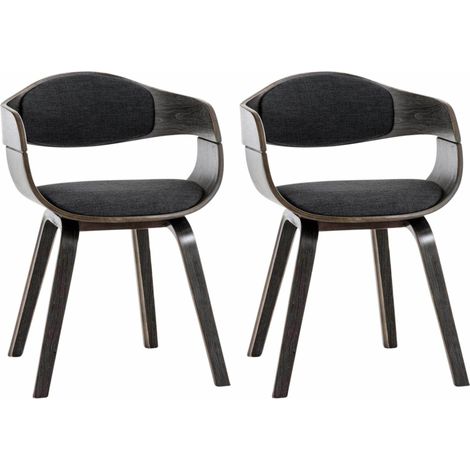 Set de 2 sillas de comedor Kingston de tela y madera Gris/gris oscuro (1/5)