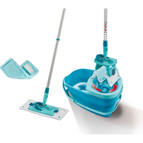Leifheit – Kit CLEAN TWIST M Ergo – Balai à poussière et lave sol – Housse micro duo pour nettoyage humide – Duster static inclus (1/5)