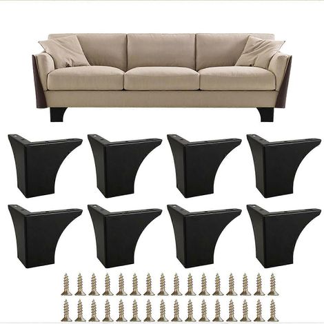 Verstellbare Schrankfüße, 10 cm (4 Zoll), schwarze Metalldreieck-Möbelfüße, 8er-Set, moderne dreieckige Möbelfüße zum Selberbauen, Ersatz für Schränke und Kleiderschränke – Viersitzer
