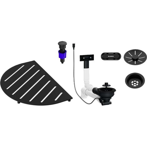 Blanco Oovalon - Garniture de vidange InFino, avec accessoires, noir mat 527994