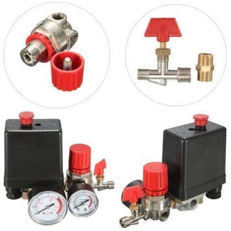 Compresseur d'air Mini Régulateur 240V 15A Contrôle Interrupteur Vanne Pression Avec Jauge (1/3)