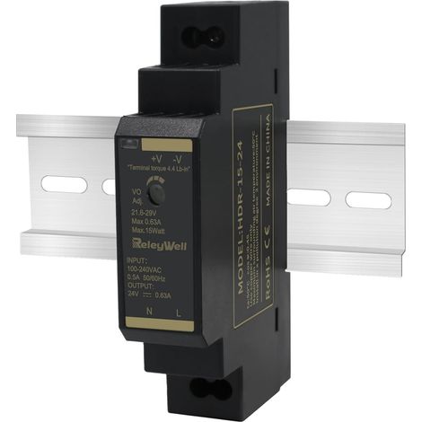 Alimentation sur rail DIN HDR 24 V, 15 W, 0,63 A, transformateur 230 V à 24 V, alimentation 24 V HDR-15-24 (1/5)