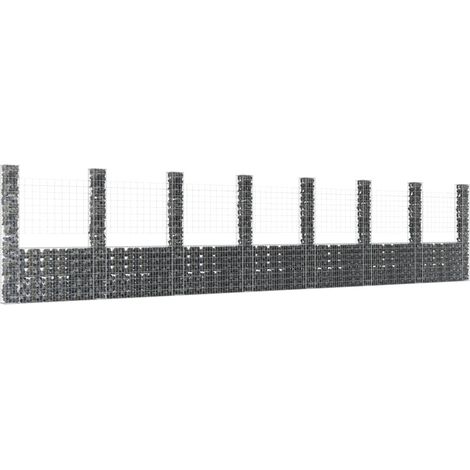 Panier de gabion en forme de U avec 8 poteaux Fer 860x20x200 cm (1/5)