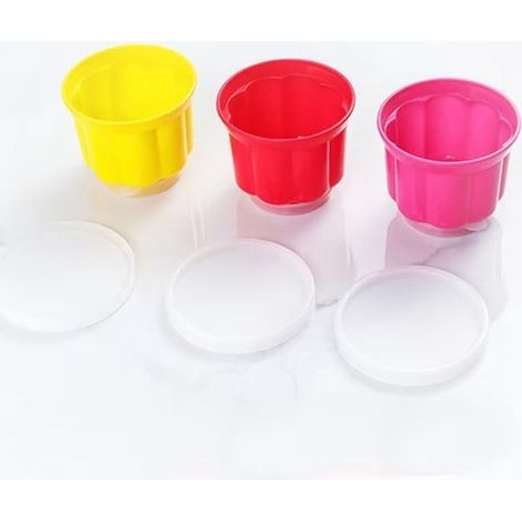 Longziming - Moules à pudding - Petits moules à pudding - Petits moules à dessert - Lot de 3 avec couvercles - Plastique sans BPA - Étanches - Empilables - Pour gelées, glaces, crèmes anglaises et des (1/5)
