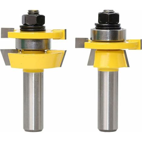 royaluxe - Tenon Groove Milling Cutter Bit Set de meuble, verrouillage mitre Set Cutter de fraisage tenon avec poignée de 1/2 pouce, pour portes, tables, étagères, etc. 2pcs (1/4)