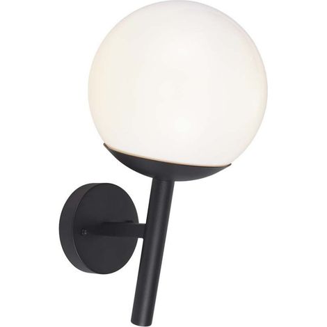 V-TAC VT-1224 Douille E27 sphère opale lampe oblique applique murale de jardin couleur Noir 200mm IP44 - 11824 (1/5)