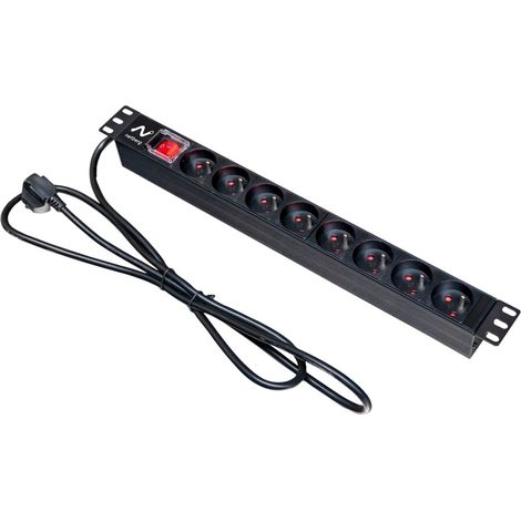 Multiprise rack 19" Netberg, 8 prises, fiche N standard (1/3)