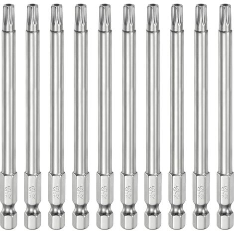 10Pcs T27 Embout Tournevis Torx 1/4" Hex Shank Longueur 4" (100mm) (1/5)