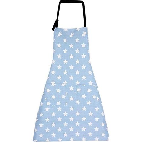Tablier de cuisine en lin-coton ajustable, bleu, pour femme et famille – idéal cuisine, restaurant et barbecue (1/5)