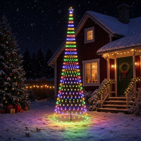 Albero di Natale LED 500 cm 550 LED Multicolore Ferro Nero vidaXL (1/5)