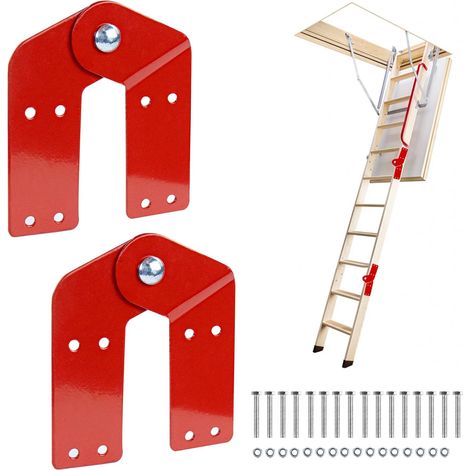 Charnières pour Échelle de Grenier Escamotable, Pièces de Rechange pour Échelle Aluminium, Accessoires de Réparation pour Anciennes Échelles de Grenier, 2 Pièces (1/5)