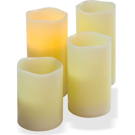 LED Kerzen Set 4tlg Echtwachs Flackerlicht Stumpenkerzen Batteriebetrieben (1/4)
