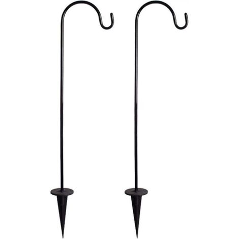Crochets de berger en métal réglables – Lot de 2 piquets robustes pour lampes solaires de jardin, hauteur ajustable, fixation facile