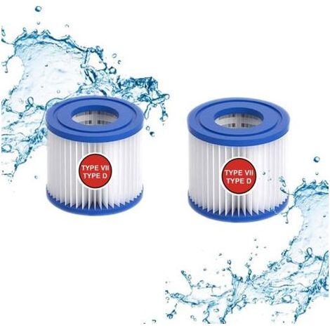 Cartouche filtrante de piscine Type VII & D, Cartouche filtrante Type D/VII pour Bestway, pour Cartouche filtrante Intex Type D, pour Pompe de piscine SFS 350, SFS 600, RP 350, RX 600 (2 pièces) (1/4)