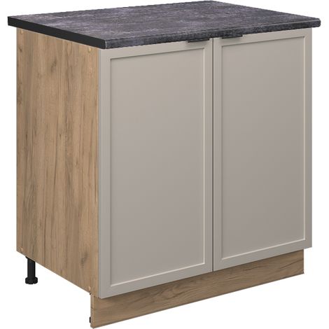 Mobile lavello cucina Fame-Line, GrigioBeige, 80 cm con ripiano, PL Antracite, Vicco