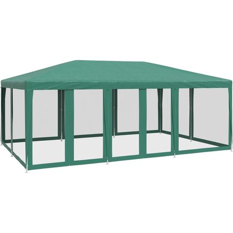 vidaXL Tenda per Feste con 10 Pareti Laterali in Rete Verde 6x4 m HDPE