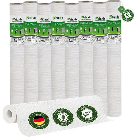 Veluxis® Papier peint intissé haut de gamme 25,00 m x 1,06 m (aspect textile, structure horizontale, lot de 8) – intissé de rénovation de haute qualité pour murs lisses – Fabriqué en Allemagne