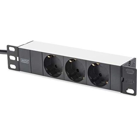 Digitus Profi-Steckdosenleiste mit schwarzem Aluminiumprofil Schwarz Schwarz 3X Schuko Abgriffe (1/5)