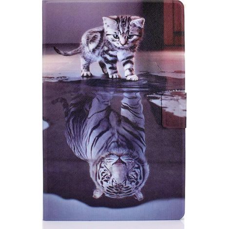 Custodia per Samsung Galaxy Tab A7 viola gatto leone animale chiusa con ante a libro (1/5)
