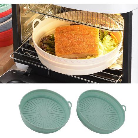 Panier pliable pour friteuse à air chaud, tapis de cuisson pliable en silicone de qualité alimentaire, vert. (1/5)