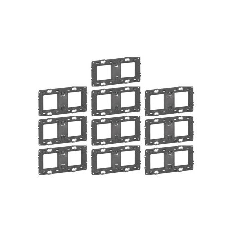 Legrand - Support 2 postes (4M) - Mosaic/Cu00e9laine - Fixation VIS - 2 x 2 modules - Ru00e9f. : 080252x10 (1/4)