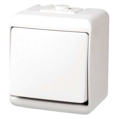 Interruttore unipolare da superficie Karlik Junior bianco IP54 - WHE-1