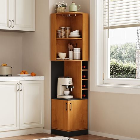 Eck-Bar-Schrank mit Gläserhalter und Stauraum, 40 x 40 x 182 cm, MDF Natur HAVRYA (1/5)