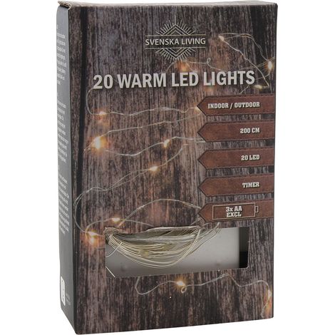 1.01 HIT 23139452 - Drahtbeleuchtung 20 LED / 200cm / Timer / IP44