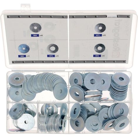 Coffret de Rondelles Plates Diamètre 6 à 10 mm Assortiment Compartimenté Rangement Atelier Coffret de 175 pcs (1/3)