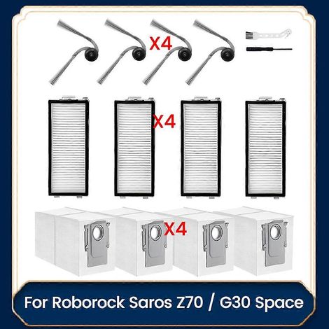 Filtre pour aspirateur brosse pour aspirateur Filtre de brosse pour aspirateur filtre de 14Pcs Side Brosse HEPA Filtre Sac à poussière pour Roborock Saros Z70 / G30 Space Sweeper Accessoires Aspirateu (1/5)