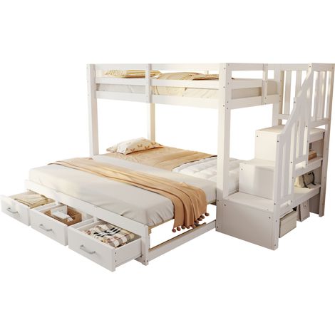 CAIziLit superposé bois 90x200 cm, lit gigogne 90/180x190cm, escalier rangement (1/5)