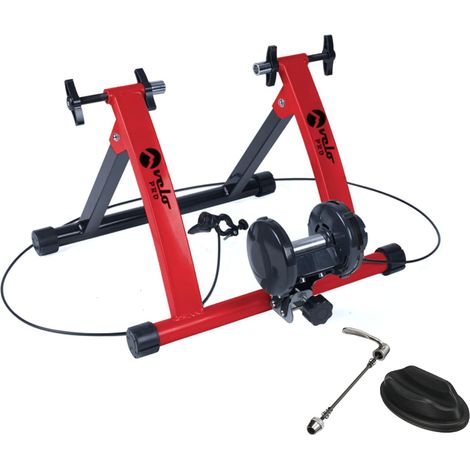 Support d'Entraînement pour Vélo en Rouge à Résistance Magnétique 6 Niveaux de Résistance Cadre Pliable Compatible avec Vélos à Roulettes de 26 à 28 Pouces et 700C Support de Stabilité