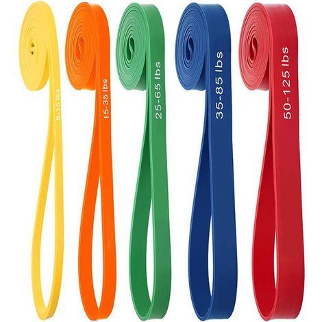 Lntyq Lot de 5 Bandes de résistance avec ancrage de Porte, Bande de Gymnastique pour Hommes et Femmes, Bande de Fitness pour Yoga, Pilates, Musculation, tractions, physiothérapie (1/5)
