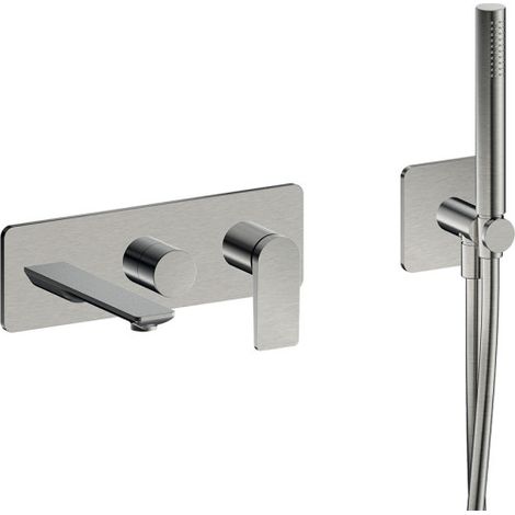 Façade encastrée bain douche 2 sorties metal brosse - CRISTINA ONDYNA BA10277
