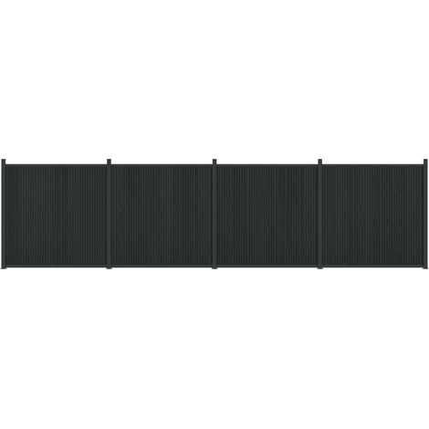 Fence Panel 4 pcs WPC and Aluminium Black vidaXL