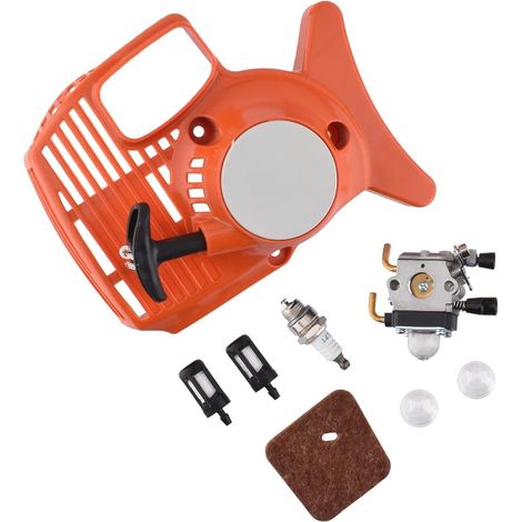 Rückstoßstarter, Vergaser, Luftfilter, Kraftstofffilter, Zündkerze für Stihl FS55, FS46, FS45, FS38, FC55, HL45, KM55 Rasenmäher (1/5)