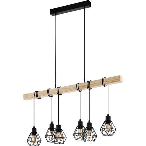 [GEBRAUCHT] B-Ware Hängeleuchte Pendelleuchte Eglo Townshend 5 Schwarz Eiche Essbereich Beleuchtung