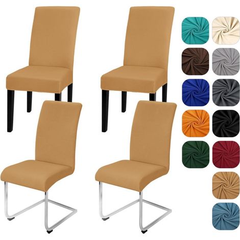 Housses de chaise extensibles pour cuisine et restaurant, lot de 4, camel (1/5)